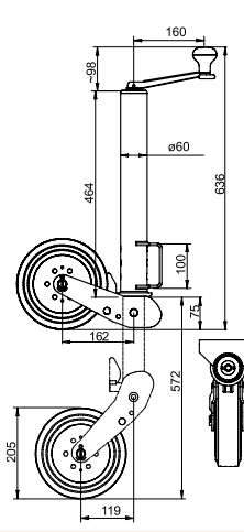 ÖN DESTEK TEKERİ 150 KG OTOMATİK 60 MM KNOTT