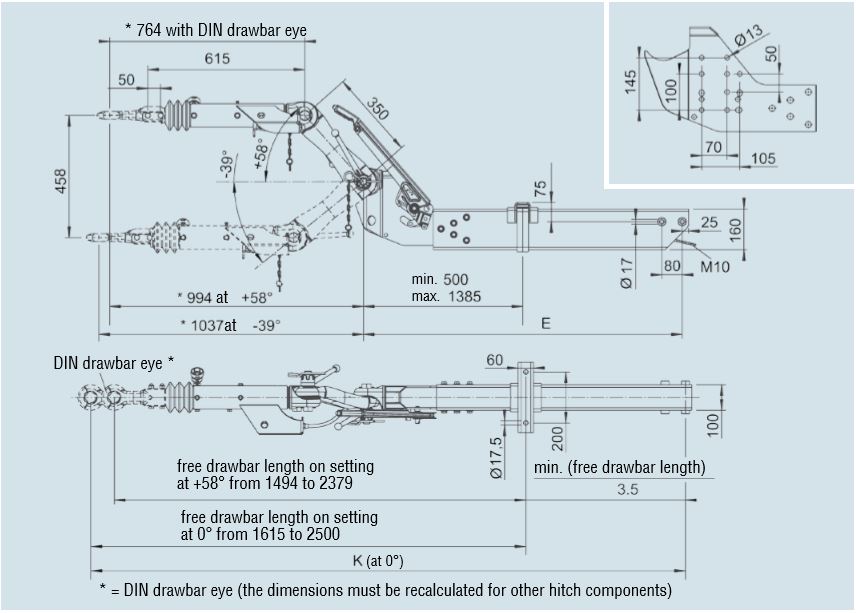 AL-KO 270 VB BASIC 2 Yükseklik Ayarlı Frenli Çeki Oku (1600 - 2700 kg)