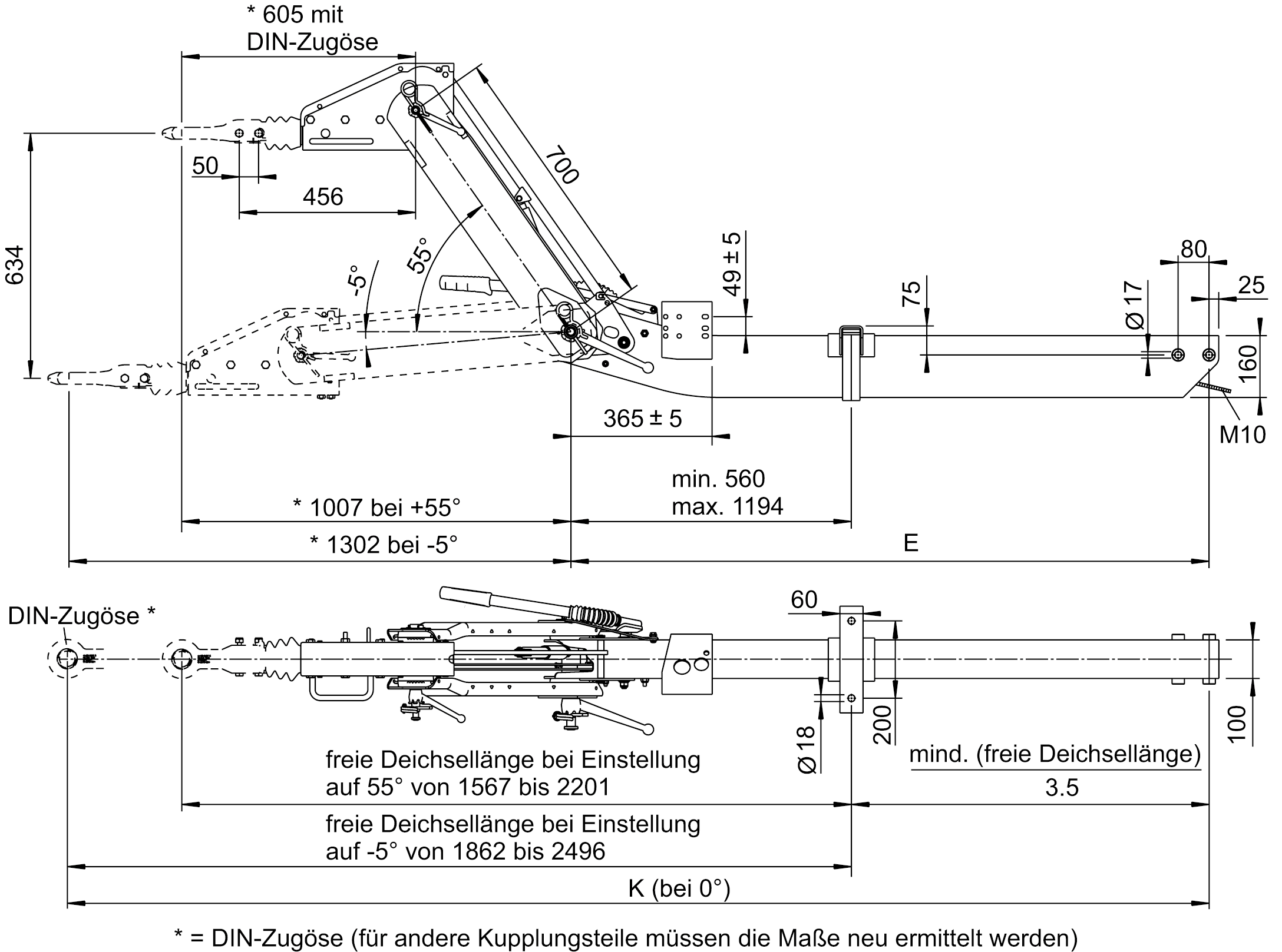 AL-KO AE 251 VB-2 OPTIMA Yükseklik Ayarlı Frenli Çeki Oku (1600 - 2700 kg)